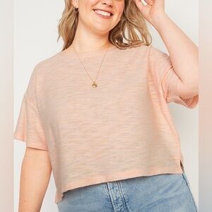 New Old Navy Peach Pink Stripe Oversized T-Shirt Top Size 3X plus size bin 1N